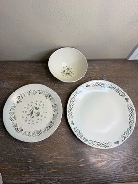 10” Dinner, 8.5" Salad Plate & Bowl Stoneware Aralia Hand Painted- Threshold
